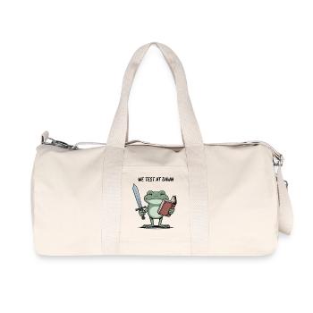 Dawn Quest Frosch: Schwert & Schriftrolle - Recycelte Canvas-Sporttasche von Stanley/Stella - Naturweiß - Vorne