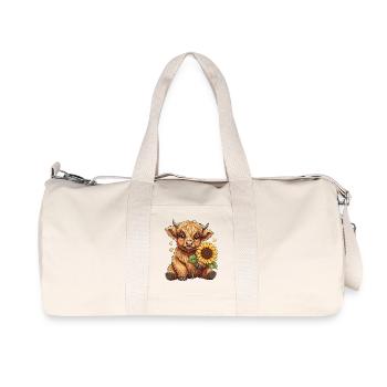 Highland Cow Sunflower - Recycled Canvas Sports Bag by Stanley/Stella - natural - Front