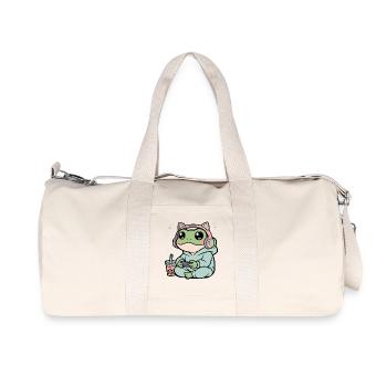 Gamer Frog in Hoodie with Headphones - Recycled Canvas Sports Bag by Stanley/Stella - natural - Front