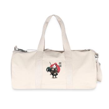 Rooster Samurai in Crimson Circle - Recycled Canvas Sports Bag by Stanley/Stella - natural - Front