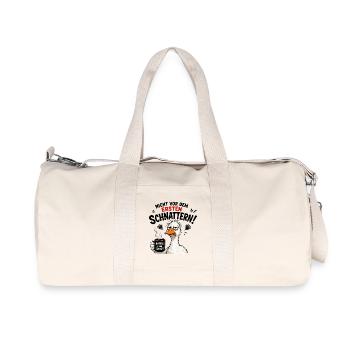  Nicht vor dem ersten Schnattern Kaffee oder Chaos - Recycelte Canvas-Sporttasche von Stanley/Stella - Naturweiß - Vorne