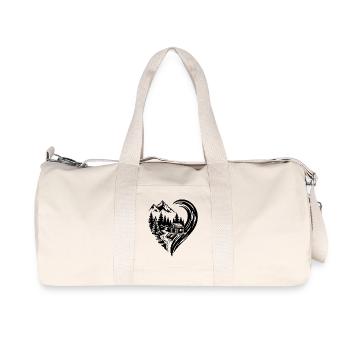 Heart Mountains Hut Nature Love Hiking - Recycled Canvas Sports Bag by Stanley/Stella - natural - Front