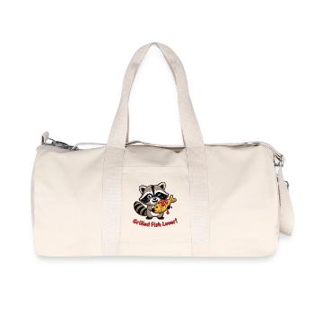 Raccoon Grilled Fish Lover - Recycled Canvas Sports Bag by Stanley/Stella - natural - Front