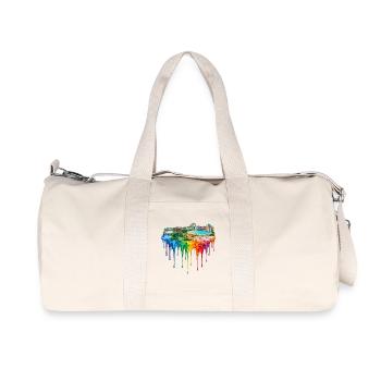 Wichita, Kansas with dripping paint - Recycled Canvas Sports Bag by Stanley/Stella - natural - Front