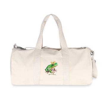 Frosch mit eine Krone Abbildung mit Inschrift - Recycelte Canvas-Sporttasche von Stanley/Stella - Naturweiß - Vorne