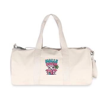 Malle Diven On Tour Damen Flamingo Mallorca Party - Recycelte Canvas-Sporttasche von Stanley/Stella - Naturweiß - Vorne