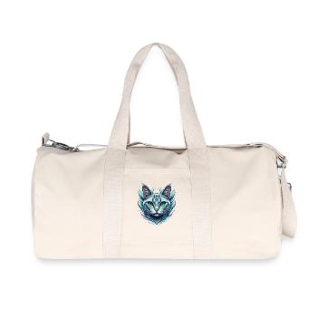 Aquamarine Cat Portrait - Recycled Canvas Sports Bag by Stanley/Stella - natural - Front