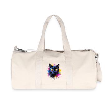 Colorful Bombay Cat Face Splash Art  - Recycled Canvas Sports Bag by Stanley/Stella - natural - Front