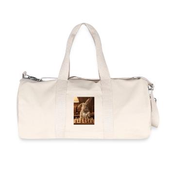 Le lapin jouant aux échecs - Sac de sport en toile recyclée Stanley/Stella - blanc naturel - Devant