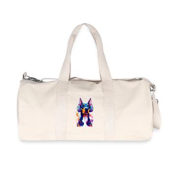 Doberman with headphones - Recycled Canvas Sports Bag by Stanley/Stella - natural - Front