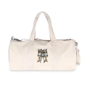 Volleyball Mom Bow Glitter Gold Mother's Day - Recycled Canvas Sports Bag by Stanley/Stella - natural - Front