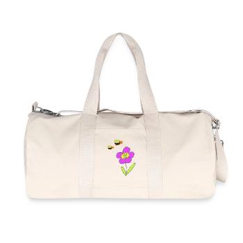 Flower with friendly bees - Recycled Canvas Sports Bag by Stanley/Stella - natural - Front
