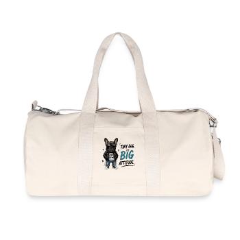 Petit chien : grande attitude, né pour être génial - Sac de sport en toile recyclée Stanley/Stella - blanc naturel - Devant