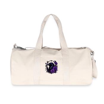 Corbeau nocturne avec des roses violettes - Sac de sport en toile recyclée Stanley/Stella - blanc naturel - Devant
