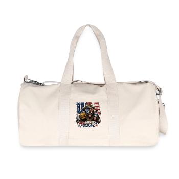 USA Rouge Blanc & Raton Laveur Sauvage Patriotique USA - Sac de sport en toile recyclée Stanley/Stella - blanc naturel - Devant
