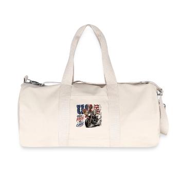 USA Too Free To Care Biker Rooster Motorcycle Freedom - Recycled Canvas Sports Bag by Stanley/Stella - natural - Front