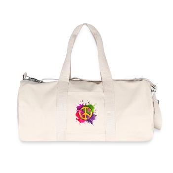 Peace Zeichen Hippie Splash – Flower Power - Recycelte Canvas-Sporttasche von Stanley/Stella - Naturweiß - Vorne