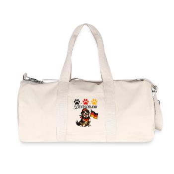 Deutschland Hund mit Flagge Pfoten - Recycelte Canvas-Sporttasche von Stanley/Stella - Naturweiß - Vorne