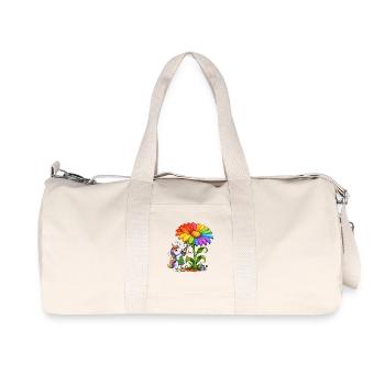 Regenbogen-Sonnenblume und Einhorn-Gärtner - Recycelte Canvas-Sporttasche von Stanley/Stella - Naturweiß - Vorne