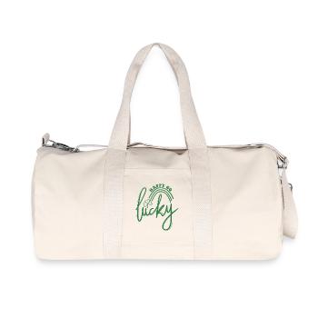 Lucky Script Kleeblatt-Regenbogen - Recycelte Canvas-Sporttasche von Stanley/Stella - Naturweiß - Vorne