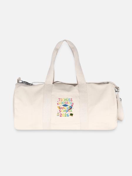 Tschüss Kindergarten Hallo Schule 2026 - Recycelte Canvas-Sporttasche von Stanley/Stella - Naturweiß