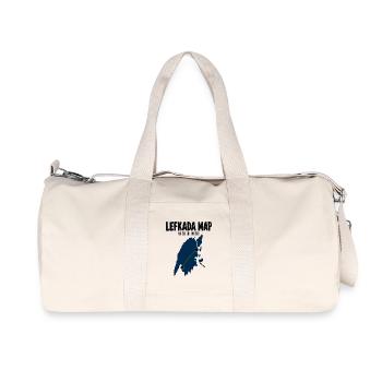 Greece Lefkada Map, Vasiliki Nidri Island Travel - Recycled Canvas Sports Bag by Stanley/Stella - natural - Front