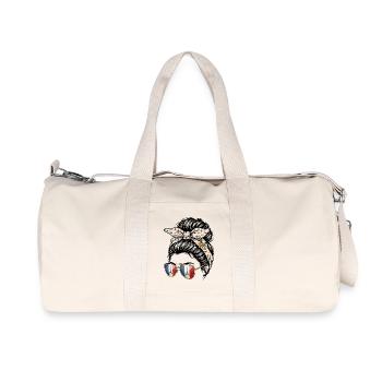 Girl Bun Disheveled France Eiffel Tower - Recycled Canvas Sports Bag by Stanley/Stella - natural - Front