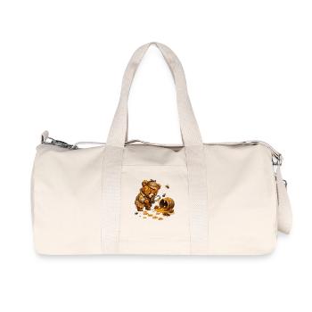 Honigjagd Bär mit Fass - Recycelte Canvas-Sporttasche von Stanley/Stella - Naturweiß - Vorne