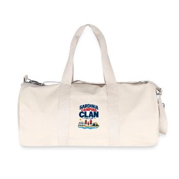 Cadeaux de camping, voyage familial du clan de camping en Sardaigne - Sac de sport en toile recyclée Stanley/Stella - blanc naturel - Devant