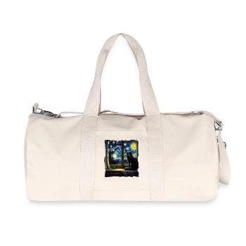 Schwarze Katze Starry Night - Recycelte Canvas-Sporttasche von Stanley/Stella - Naturweiß - Vorne