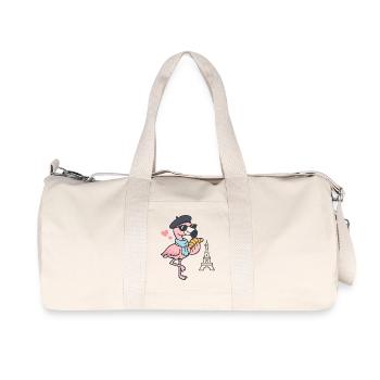 Parisian flamingo with croissant - Recycled Canvas Sports Bag by Stanley/Stella - natural - Front