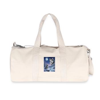 Howling to the Moon Meme Dog Alaskan Malamute - Recycled Canvas Sports Bag by Stanley/Stella - natural - Front