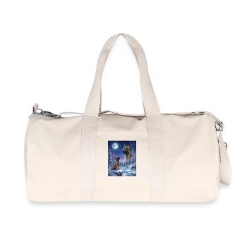 Howling to the Moon Meme Dog Belgian Malinois - Recycled Canvas Sports Bag by Stanley/Stella - natural - Front