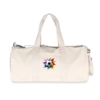 Colourful Football Ball with watercolour splash - Recycled Canvas Sports Bag by Stanley/Stella - natural - Front