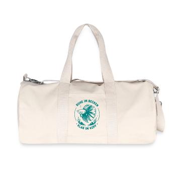Ruhe im Becken, Klar im Kopf - Recycelte Canvas-Sporttasche von Stanley/Stella - Naturweiß - Vorne