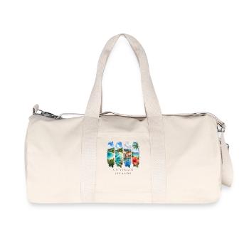 Îles Vierges américaines – Plage des Caraïbes et motif culturel - Sac de sport en toile recyclée Stanley/Stella - blanc naturel - Devant