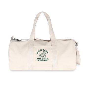 Pensionärin Gans mit Buch im Liegestuhl Retro - Recycelte Canvas-Sporttasche von Stanley/Stella - Naturweiß - Vorne