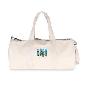 Voyage de vacances aux Îles Vierges britanniques – Motif plage et île des Caraïbes - Sac de sport en toile recyclée Stanley/Stella - blanc naturel - Devant