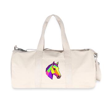 Geometric Rainbow Horse | Horse Design - Recycled Canvas Sports Bag by Stanley/Stella - natural - Front