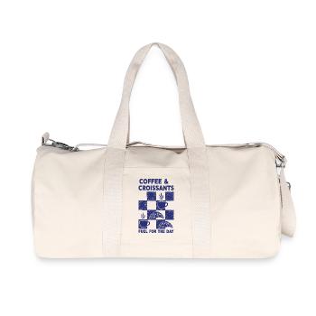 Croissants au café du petit-déjeuner pour la journée - Sac de sport en toile recyclée Stanley/Stella - blanc naturel - Devant
