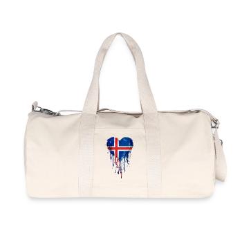 Iceland Nordic Heart Flag Watercolor Painting - Recycled Canvas Sports Bag by Stanley/Stella - natural - Front
