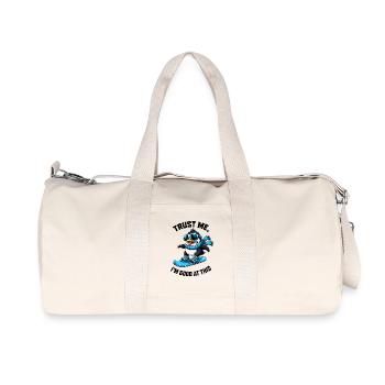 Penguin Snowboard Winter Sports Saying - Recycled Canvas Sports Bag by Stanley/Stella - natural - Front
