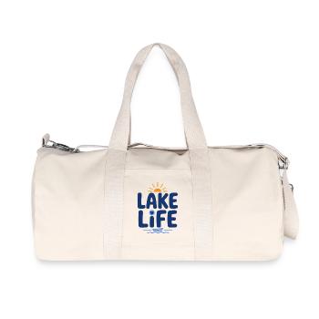 Logo du Coucher de soleil de la vie au lac - Sac de sport en toile recyclée Stanley/Stella - blanc naturel - Devant