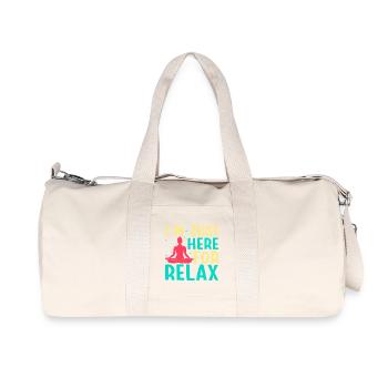 Yoga I´m Just Here For Relax Funny Yoga - Recycelte Canvas-Sporttasche von Stanley/Stella - Naturweiß - Vorne