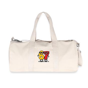 six sept | Numéros duo 6 et 7 | Doigts Joyeux - Sac de sport en toile recyclée Stanley/Stella - blanc naturel - Devant