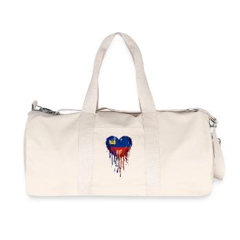 Liechtenstein Venezuela Flaggenherz Tropfenkunst - Recycelte Canvas-Sporttasche von Stanley/Stella - Naturweiß - Vorne