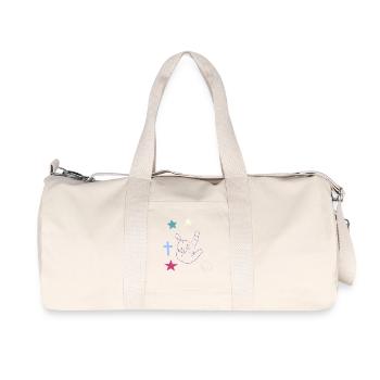 Handzeichen mit Kreuz, Sternen und Mond - Recycelte Canvas-Sporttasche von Stanley/Stella - Naturweiß - Vorne