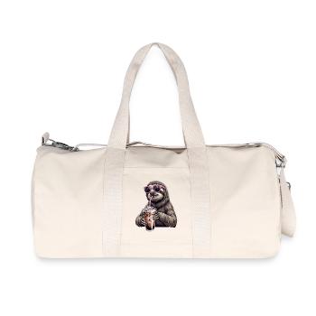 Faultier Eiskaffee  - Recycelte Canvas-Sporttasche von Stanley/Stella - Naturweiß - Vorne