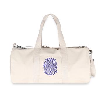 Garn zuerst Probleme später Lustiger Häkelliebhaber - Recycelte Canvas-Sporttasche von Stanley/Stella - Naturweiß - Vorne