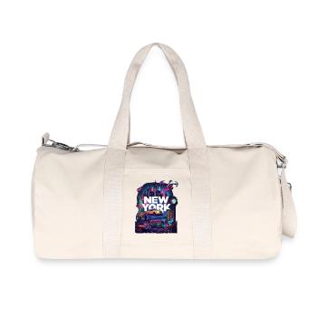Neon New York Cityscape - Recycelte Canvas-Sporttasche von Stanley/Stella - Naturweiß - Vorne